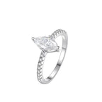 Drinsper Simple Marquise Ring - S925 0.5Ct DVVS Colour Synthetic Moissanite Sterling Silver Engagement Ring for Women Girls Elegant Classic Style Suitable for Daily Wearing Birthday Anniversary Jewelry Gift for Her