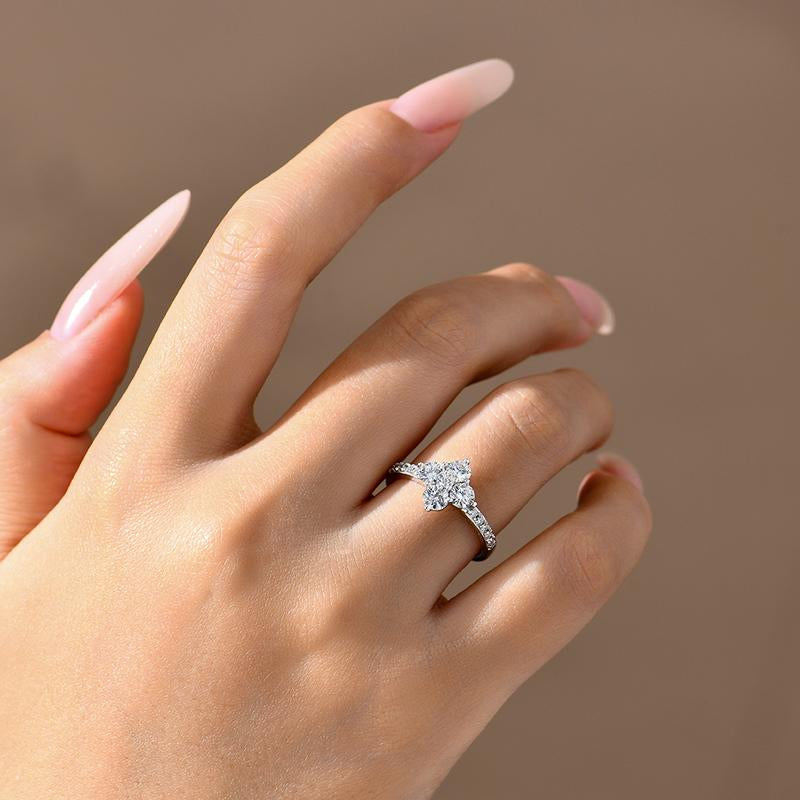 ATTAGEMS round Cut Lab-Created Moissanite Lucky Ring for Women Real 925 Sterling Silver Plated Sparkling Rings Birthday Party Daily Fine Jewelry Set Gift R310