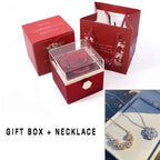New Valentine Eternal Rose Jewelry Ring Box Rotate Wedding Clover Pendant Necklace Storage Case for Women Valentine'S Day Gift