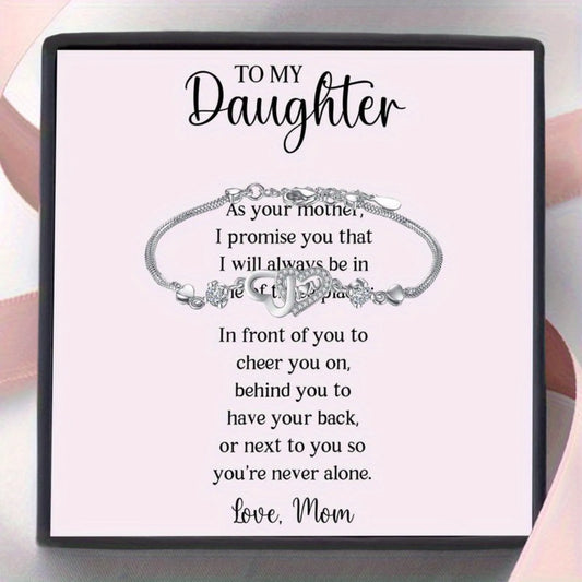 Elegant "To My Daughter" Love Bracelet, Perfect Gift for My Daughter, Supported by Mom'S Promise, Birthday and Graduation Gifts